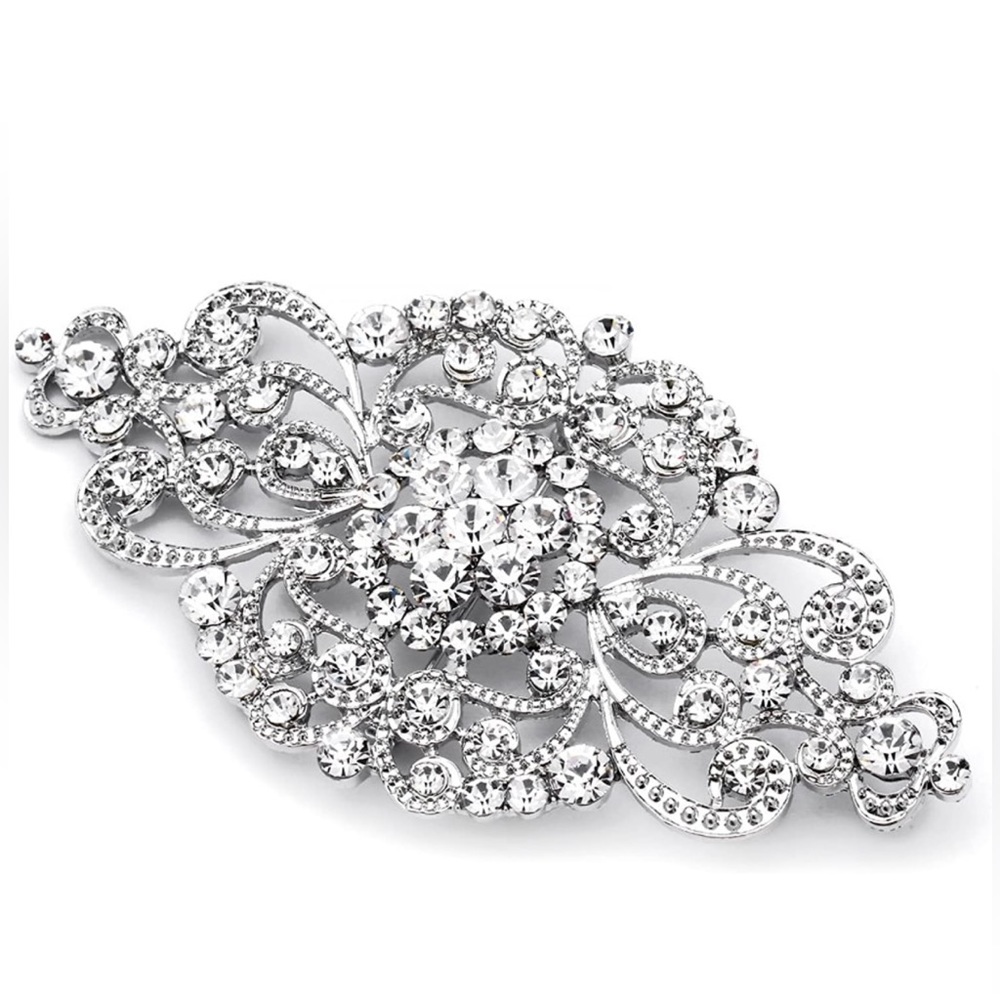 Mariell Vintage Bridal Crystal Brooch Pin